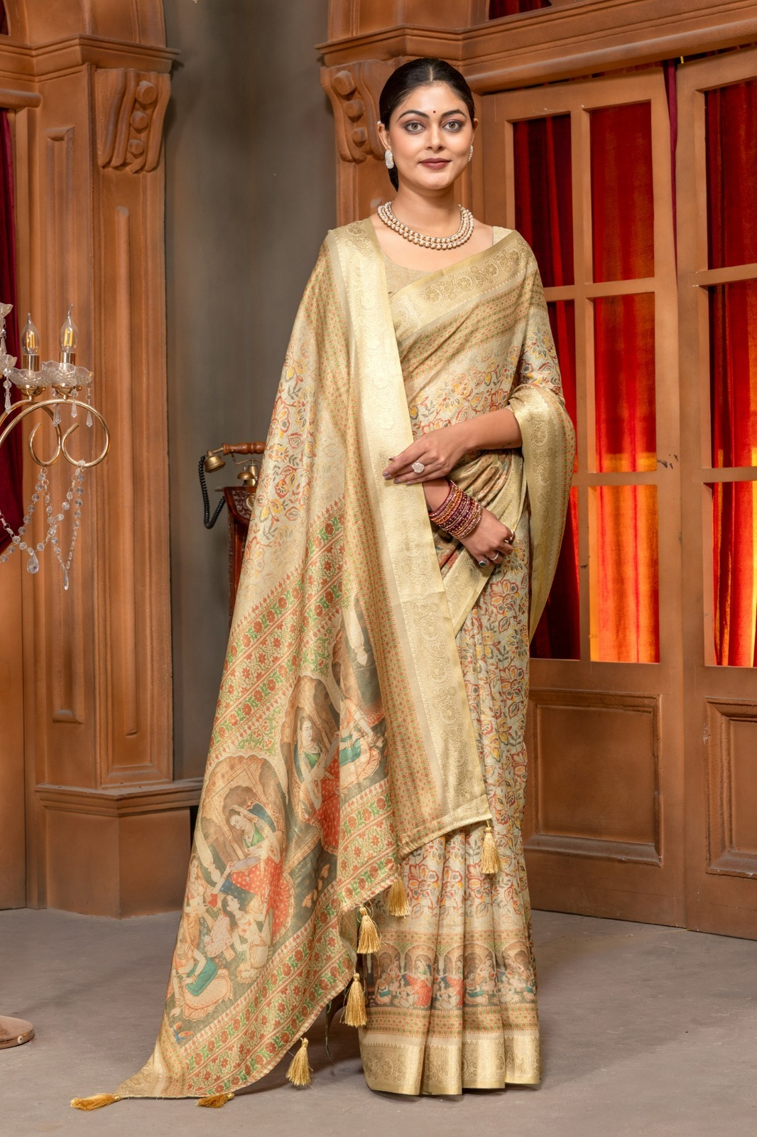 Chitrakala Trends Premium Kanjivaram Cotton Silk Saree with Rich Jacquard Border